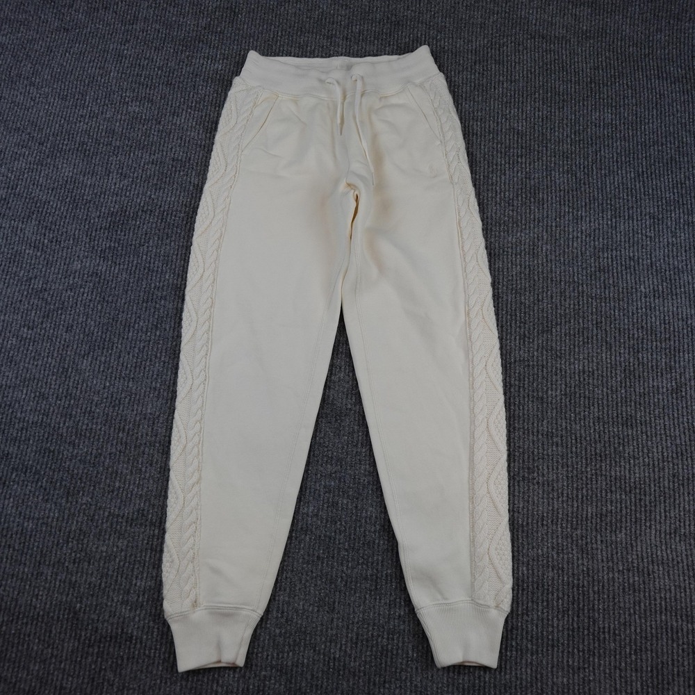 Polo Ralph Lauren Jogger Sweatpants Womens XS White Cable Knit Lounge Pants